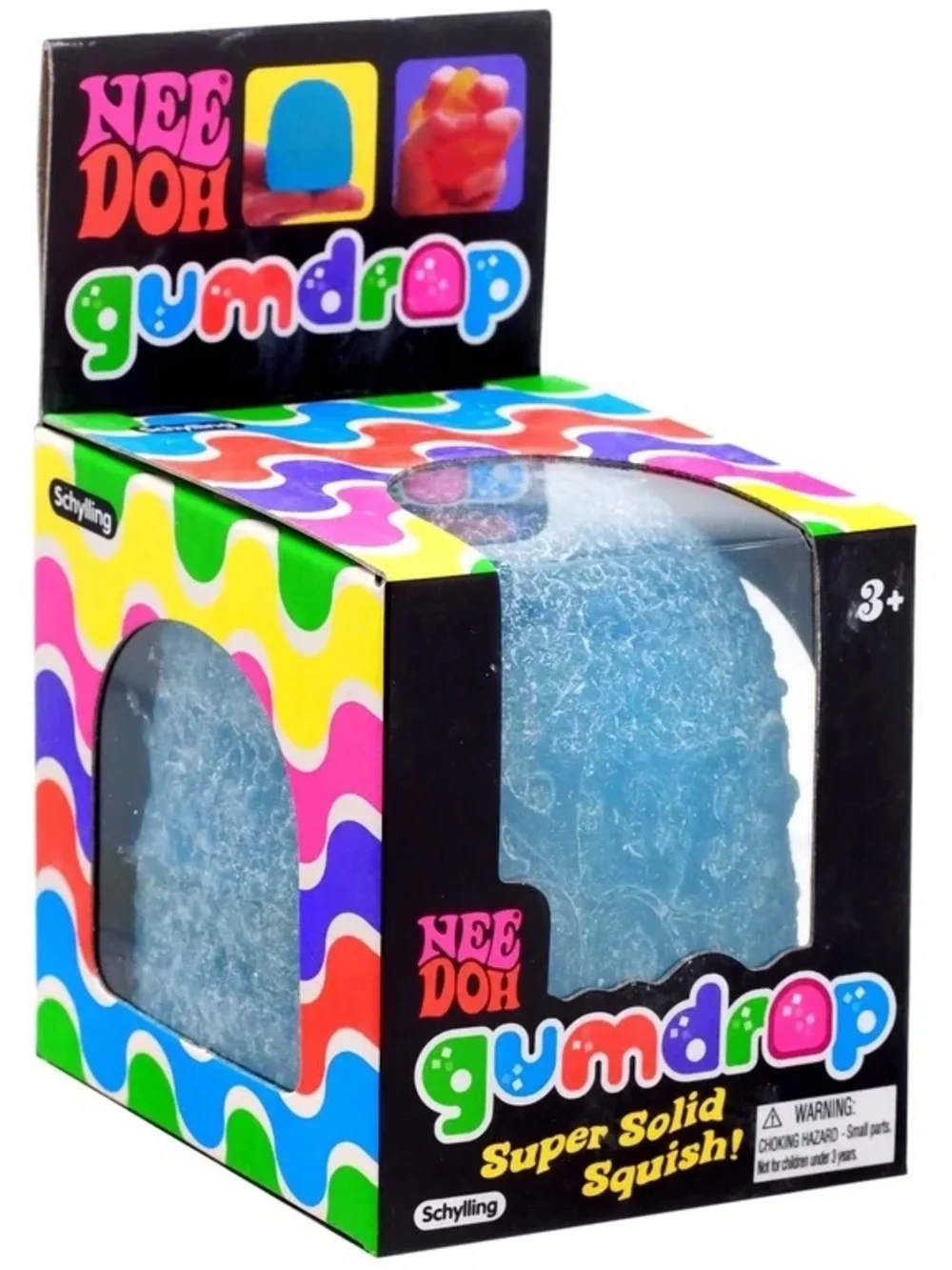 Schylling NeeDoh Gumdrop - Textured Sensory Fidget Toy Super Solid Squish - Blue